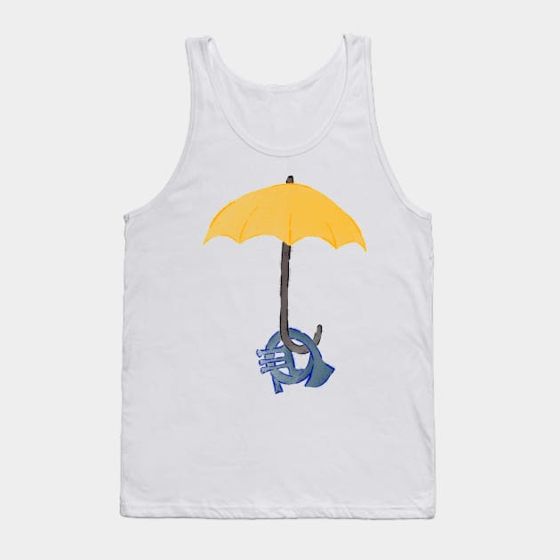 Yellow umbrella and blue horn Tank Top by Uwaki